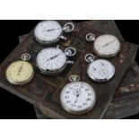 Six large mid 20th century pocket stopwatches,