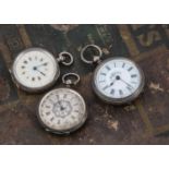 Three Victorian and later silver open faced ladies pocket watches,