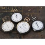 Four late 19th and early 20th century gun metal cased stopwatches