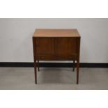 An early 20th century mahogany tambour fronted side cabinet,