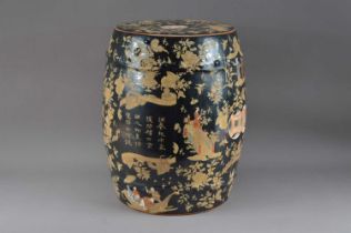 A modern Chinese ceramic barrel stool,
