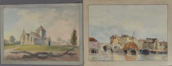 Two unframed watercolours,