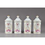 Four 20th century French porcelain apothecary jars,