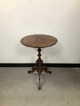 A late Victorian mahogany veneered trip table,