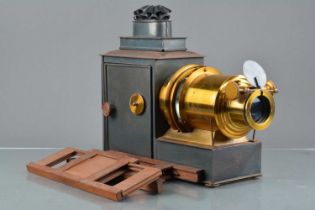 An early 20th Century Russian iron and lacquered brass Wrench Magic Lantern,