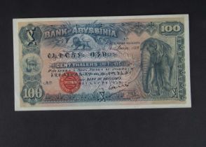 Specimen Bank Note: Abyssinia specimen 100 Thalers,