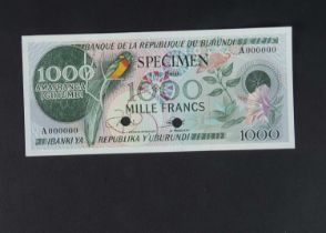 Specimen Bank Note: Burundi specimen 1000 Francs,