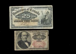 Collection of approximately seventy world bank notes,