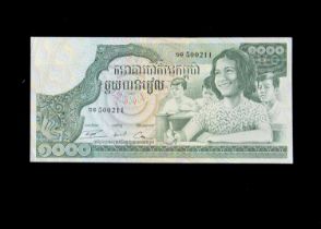 Cambodia 1000 Riels Banknote,