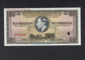 Specimen Bank Note: Bermuda Government Specimen 10 Shillings George VI,