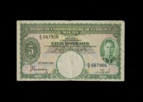 Malaya 5 Dollars banknote,