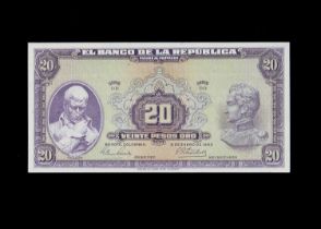 Colombia 20 Pesos Oro banknote,