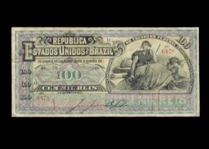 Brazil 100 Mil Reis banknote,