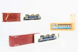 Bemo H0m Gauge Swiss Electric Locomotives and Coach,