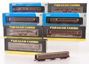 Graham Farish and Dapol N Gauge BR Maroon Coaching Stock,