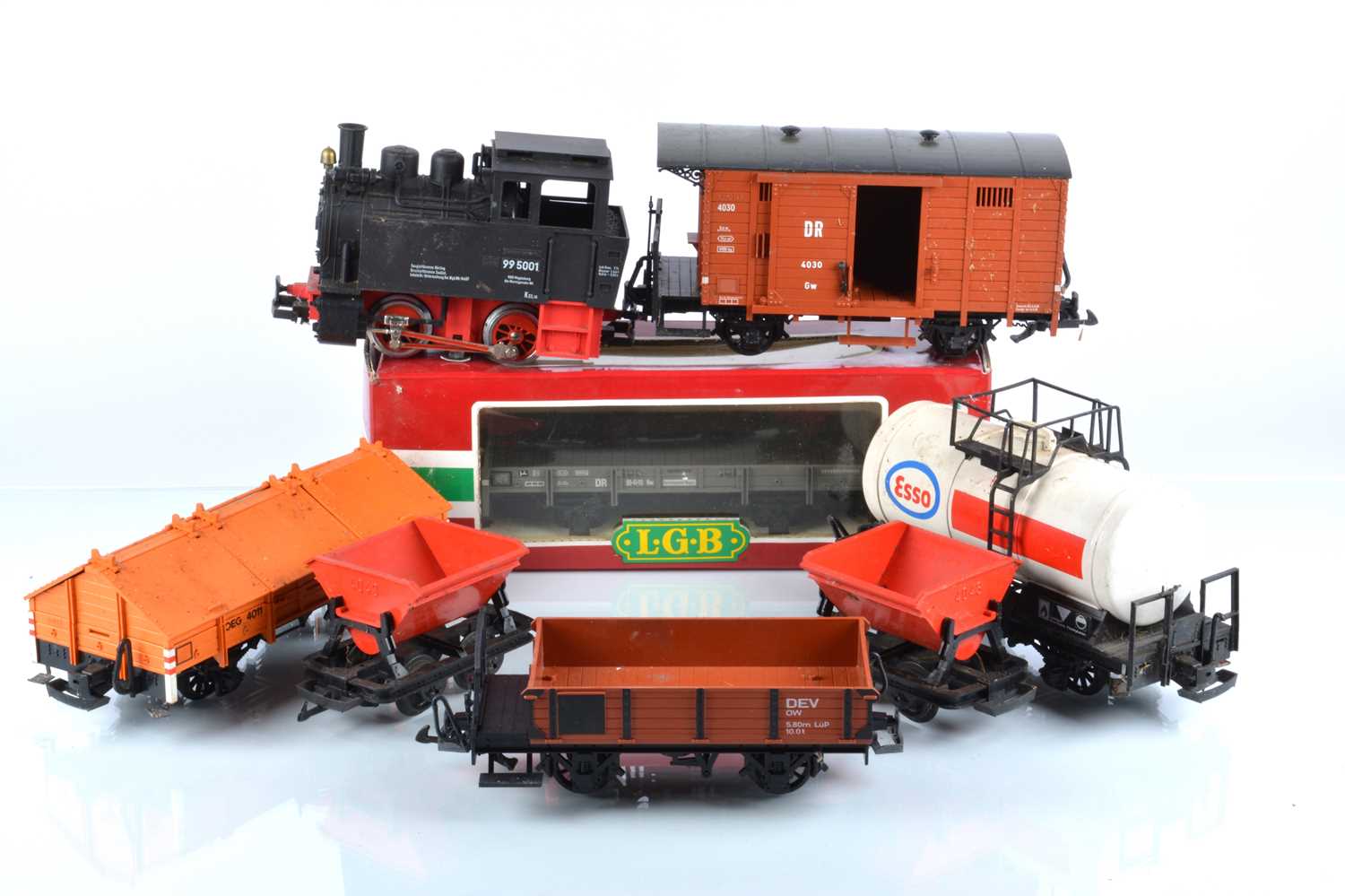 LGB G Scale Steam Locomotive and Rolling Stock (8)