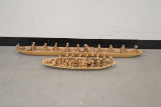 Two Nigerian carved wooden boats,