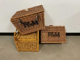 Two modern wicker hampers from Fortnum & Mason,