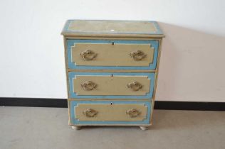 A small 19th century and later painted chest of drawers