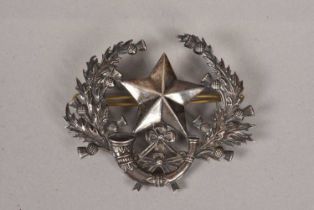 A silver hallmarked Cameronians (Scottish Rifles) Officer Glengarry badge,