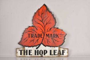 A vintage 'The Hop Leaf' enamel sign,