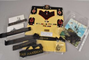 An assortment of Naval Tallies and Badges,