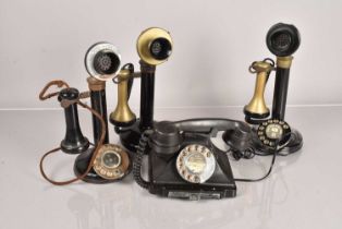 Three vintage Stick Telephones,