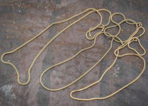 Three yellow metal Middle Eastern snake link chains,