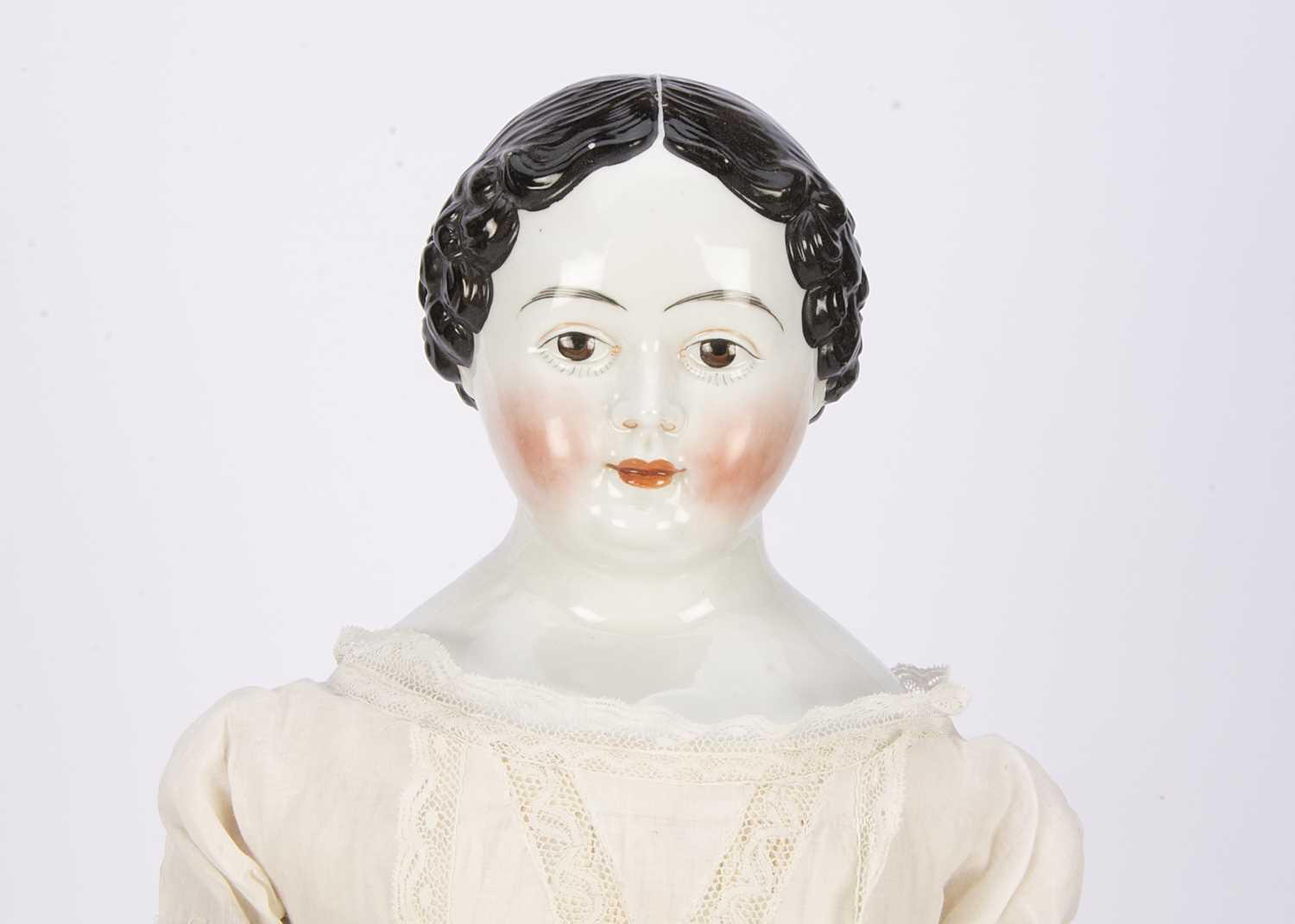 A rare Kloster Vielsdorf china shoulder-head Grenier-type child doll 1860s,