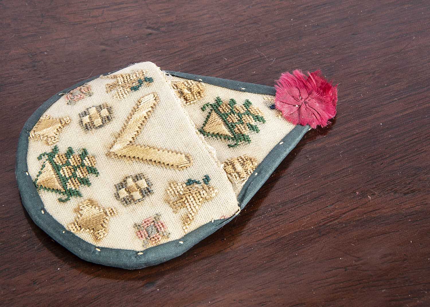 A early 19th century needlework ladies small pocket watch holder,