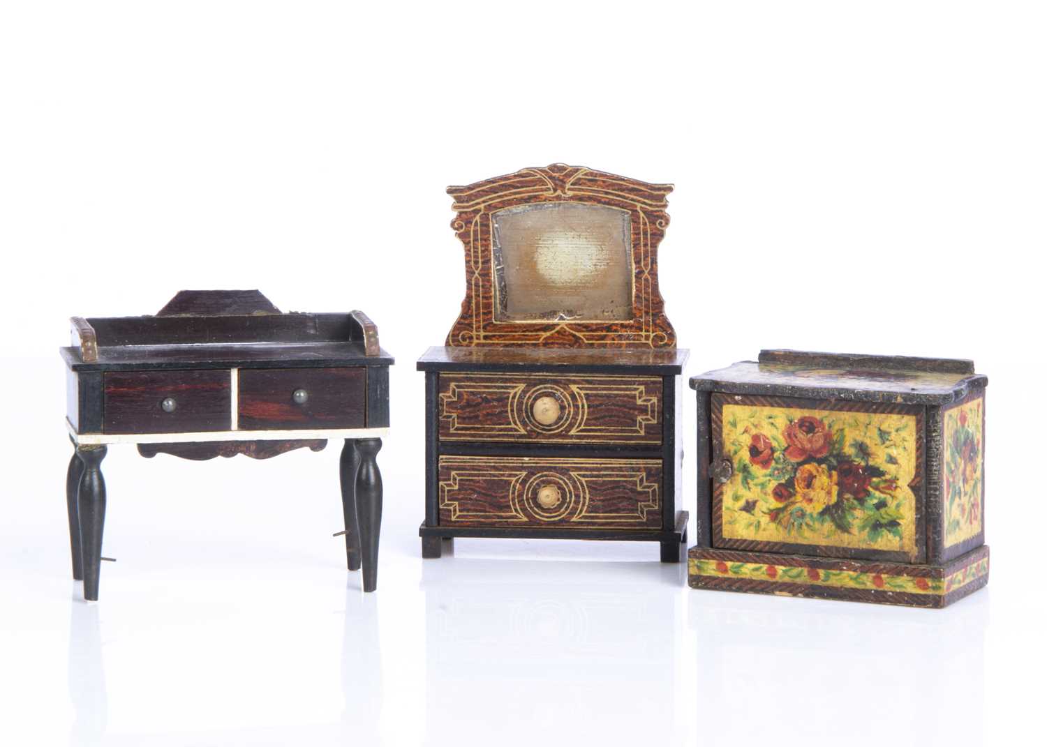 Three late 19th century German dolls’ house furniture, a dressing table