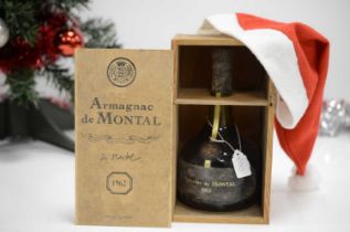 A bottle of Armagnac De Montal 1962,