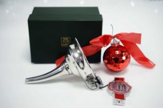 A modern French silver plated wine funnel,