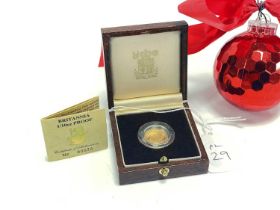 A Royal Mint 1987 Britannia 1/10 oz Proof Gold Coin,