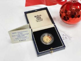 A Royal Mint 500th Anniversary of the First Gold Sovereign 1489-1989 Proof Half Sovereign,