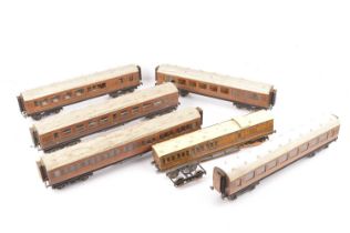 CCW or similar 0 Gauge course scale wooden LNER 'Teak' Coaches (6),