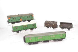 Kitbuilt 0 Gauge Southern Railway green Utility Vans and brown Open wagons (5)