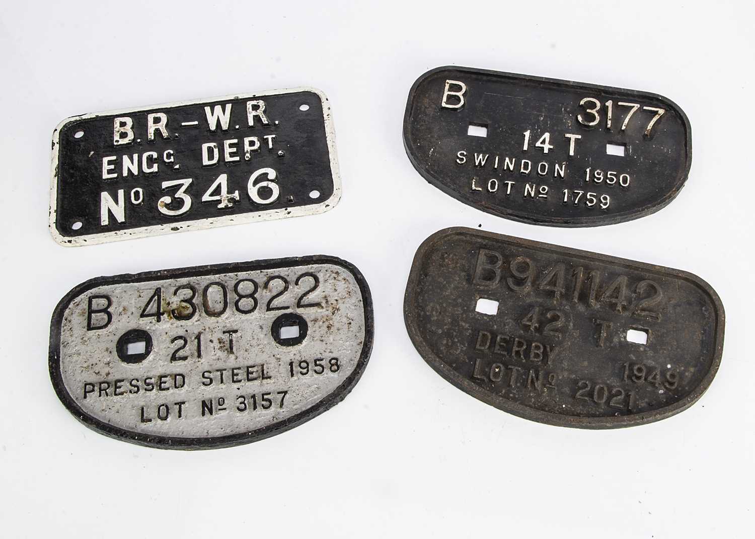 British Railway Wagon Plates and Crane Plate, four cast iron examples ...
