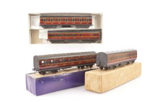 Four Exley for Bassett-Lowke O Gauge LMS maroon Suburban Coaches,