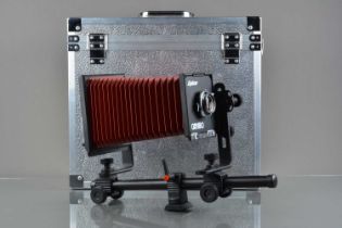 A Cambo Explorer 4x5 mono rail Camera,