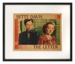 The Letter (1940) . Original US lobby card, signed by Bette Davis. . Unframed: 11 x 14 in. (28 x
