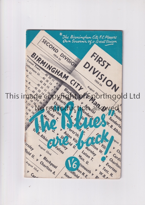 BIRMINGHAM CITY / AUTOGRAPHS 1955/6 The "Blues" are Back! promotion booklet signed inside with 15