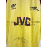 TONY ADAMS / ARSENAL SIGNED SHIRT Official Adidas re-issued 1989 away yellow shirt with blue sleeves