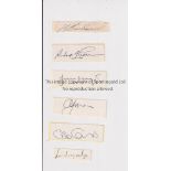 NEW ZEALAND CRICKET AUTOGRAPHS Five loose signatures on white labels: Jones, Wright, Cairns, Hadlee,