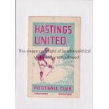 HASTINGS UNITED V CHELMSFORD CITY 1950 Programme for the Southern League match at Hastings 6/5/1950.