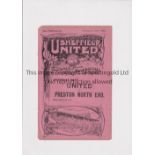SHEFFIELD UNITED Home programme for the match v Leadmill St. Mary's 29/11/1913, ex-binder. Generally