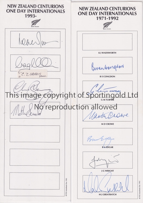 NEW ZEALAND CRICKET AUTOGRAPHS Twenty one autographs: New Zealand Centurions One-Day