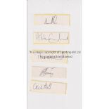 ZIMBABWE CRICKET AUTOGRAPHS Five loose signatures on white labels: Campbell, Strang, Whittall,