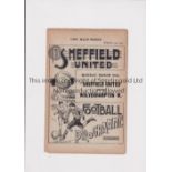 NEUTRAL AT SHEFFIELD UNITED 1901 Programme for the Sheffield Cup Semi-Final, Channing Rovers v