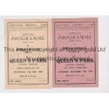 BRENTFORD V QPR Two programmes for Football Combination matches at Brentford 14/9/1946 and single